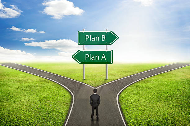 istock Businessman concept, Sign Plan A or B road. 524372644