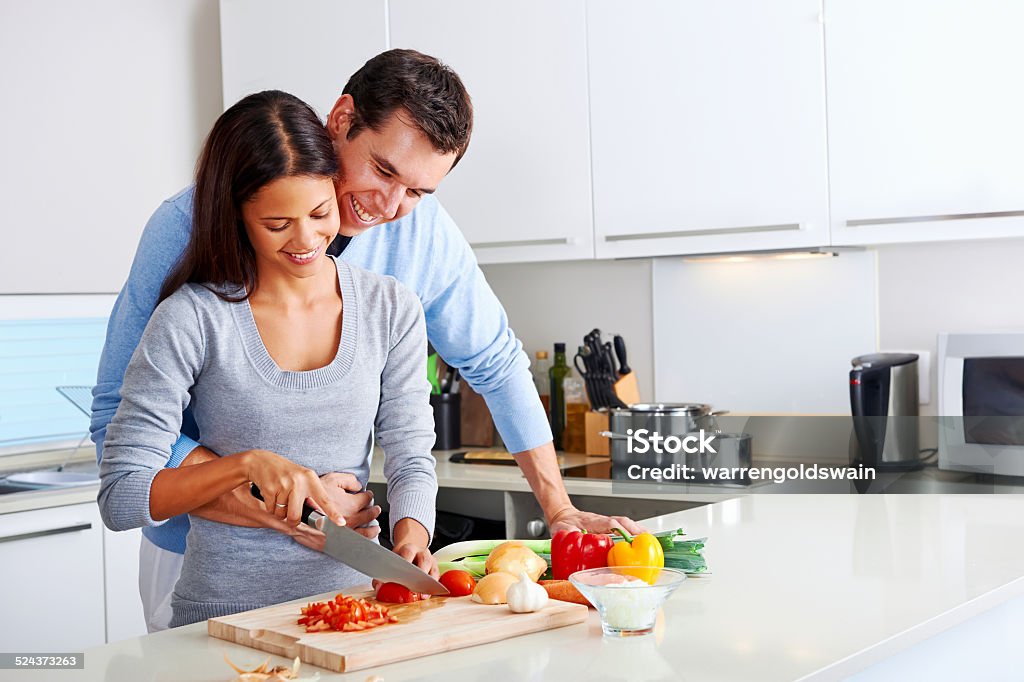 healthy food cook couple cooking healthy food in kitchen lifestyle meal preparation Adult Stock Photo