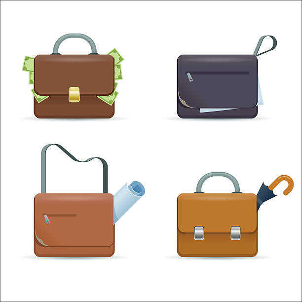 ilustraciones, imágenes clip art, dibujos animados e iconos de stock de maletín - briefcase luggage brown black