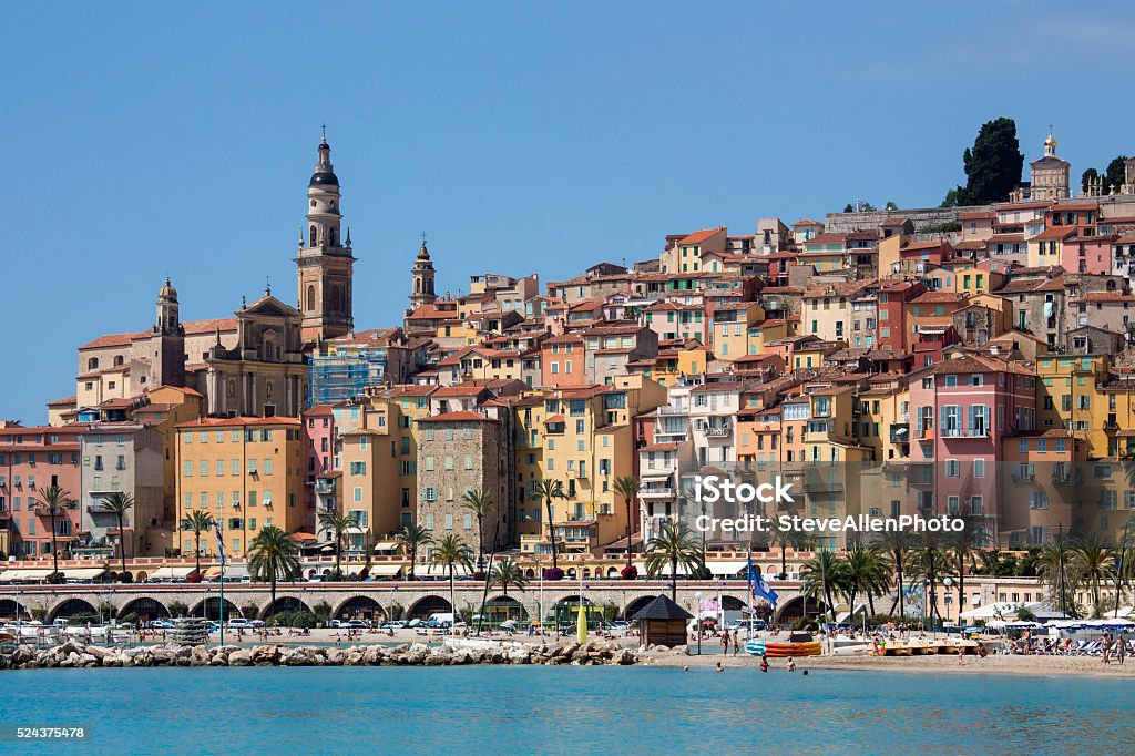 Mediterranean resort of Menton - French Riviera The resort of Menton on the Cote d'Azur in the South of France. Beach Stock Photo