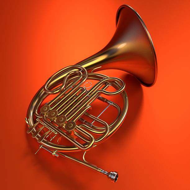 trompa - brass band french horn brass instrument music - fotografias e filmes do acervo
