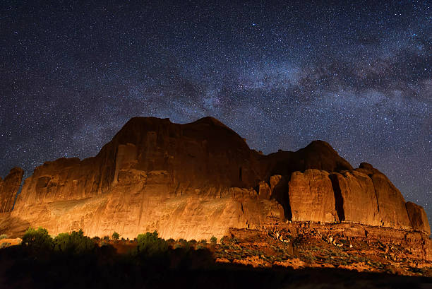istock Milky way at golden rocky mountain 524377080