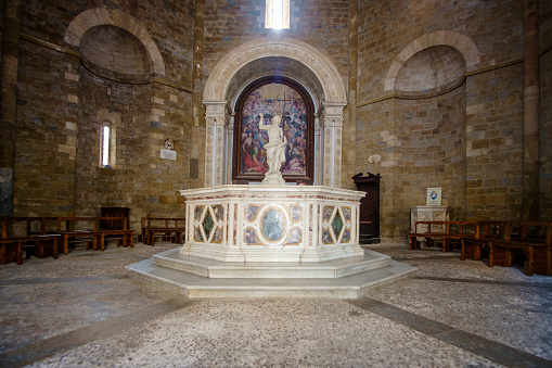 Italy, Tuscany, Volterra, Baptistery of San Giovanni Battista