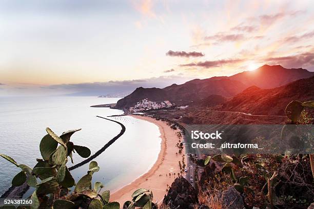 Sunset At Playa De Las Teresitas In Tenerife Canary Islands Stock Photo - Download Image Now