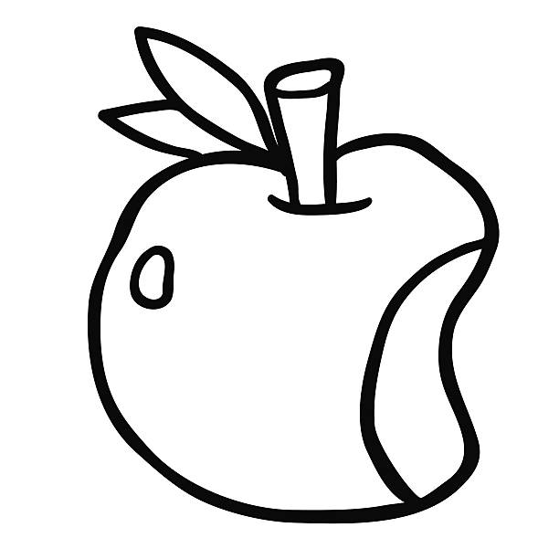 Black And White Apple Stock Illustration - Download Image Now