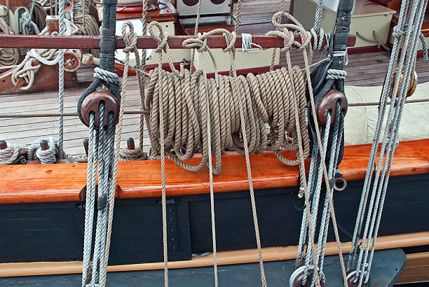 Rigging of a sailing ship Part rigging of the sailing ship errantry stock pictures, royalty-free photos & images