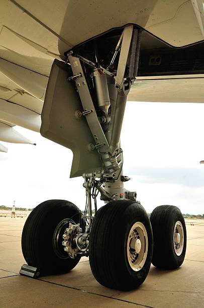 istock Landing gear of airplane 524383984
