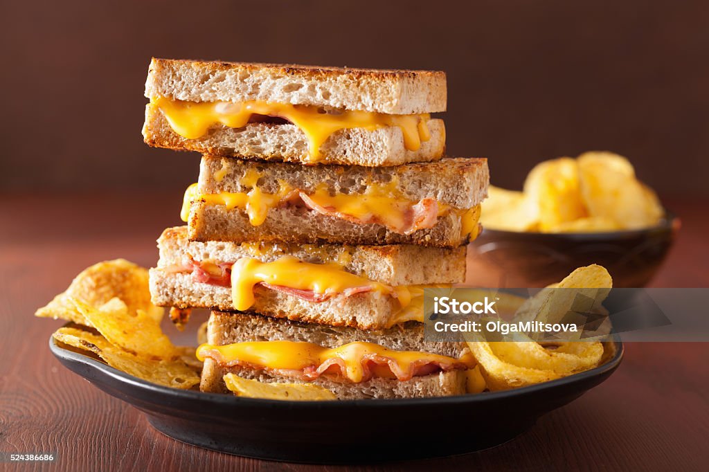 grilled cheese and bacon sandwich American Culture Stock Photo