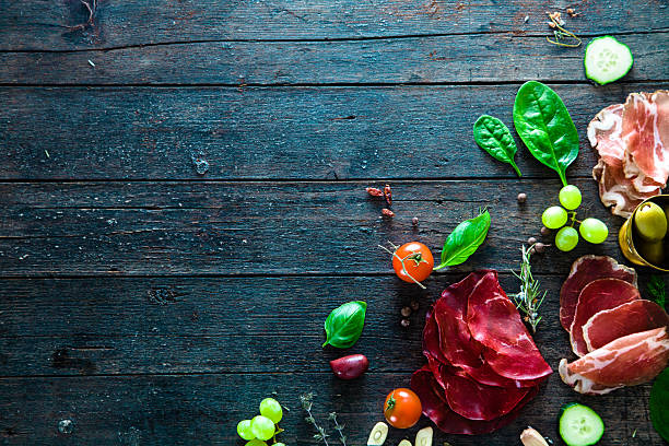 italiano jamón - serrano chilli pepper meat ham spain fotografías e imágenes de stock