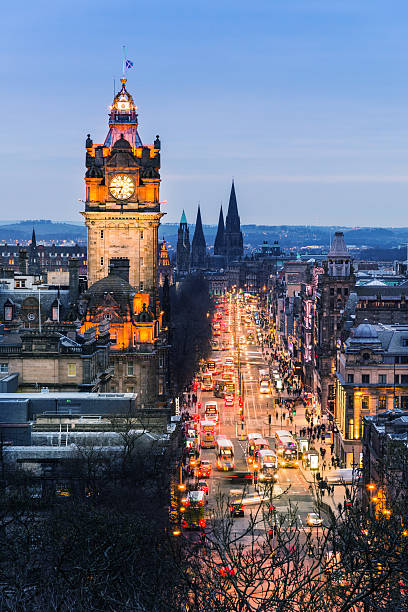 istock Old town Edinburgh and Edinburgh castle at night, Scotland UK 524390996