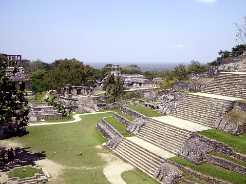 Panoramic view of the historical Maya site of Palenque, Chiapas 