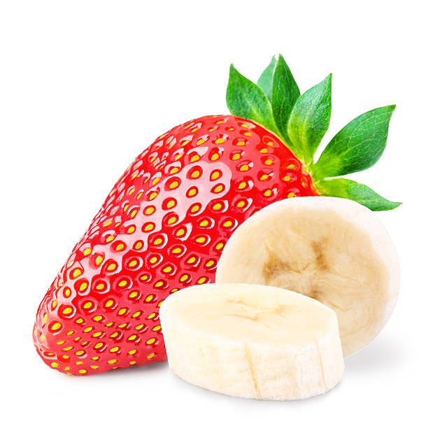 istock Red berry strawberry banana  isolated on white background 524391478