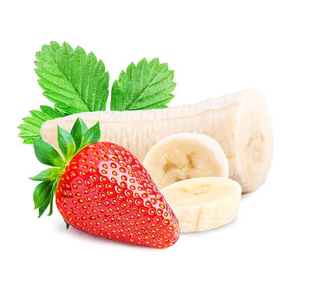 istock Red berry strawberry banana  isolated on white background 524391570