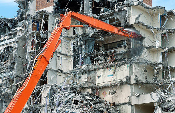 istock Crane demolishing building in Seattle WA 524392942