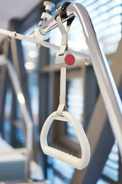 Photo of hallway hospital bed gallows detail