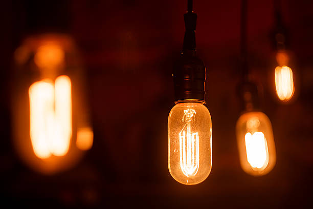 istock Vintage light bulbs with glower filament. Incandescent, retro design. 524395934