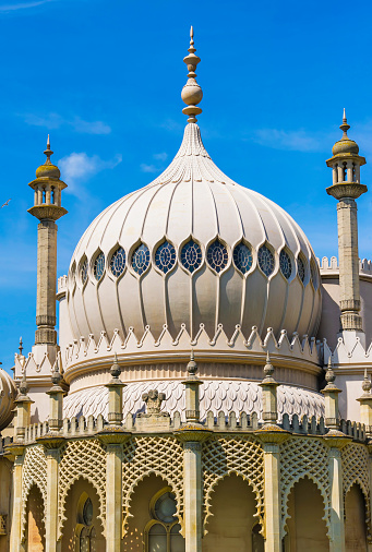Brighton, UK - May 4, 2011: Dome of Royal Pavilion in Brighton in East Sussex of England. It is also called as Brighton Pavilion. It used to be a royal residence in the 18th century.