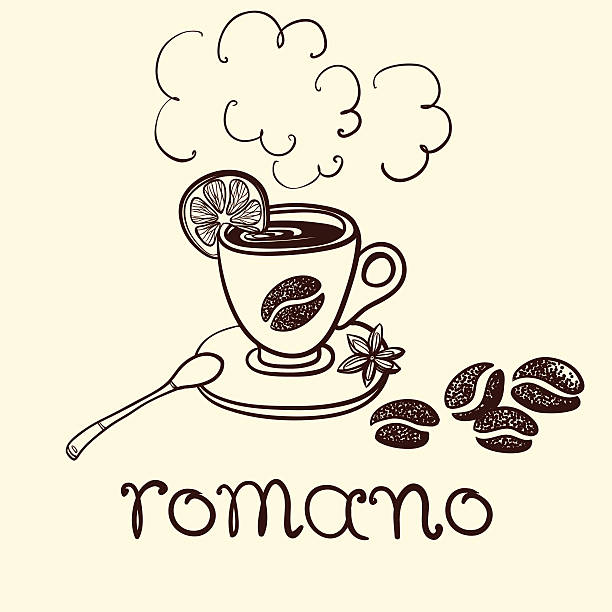 cup of coffee romano cup of coffee romano for decorate the cafe romano cheese stock illustrations