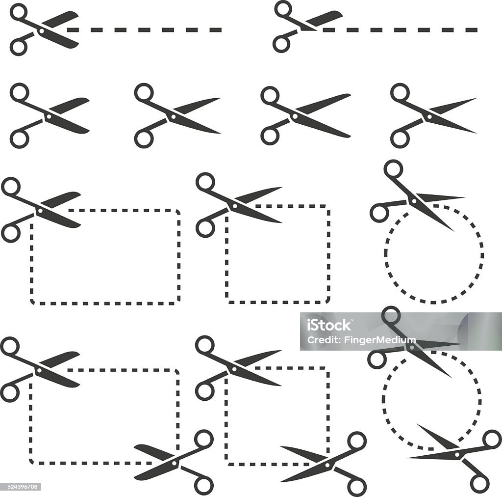 Scissors with cut lines Cutting stock vector