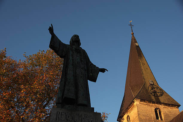 istock Church with monument in the vilagecenter 524396751