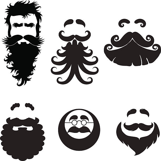 Beards Beards black and white men facial hair beard stock illustrations