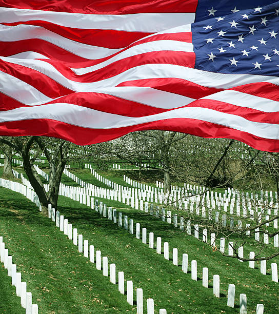 упавшее милитари - arlington national cemetery virginia cemetery american flag стоковые фото и изображения