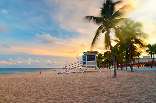 Tourist tropical beach, Caribbean Sea.