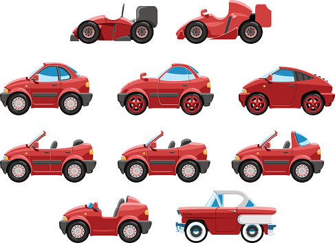 series of red sport cars with different bodies