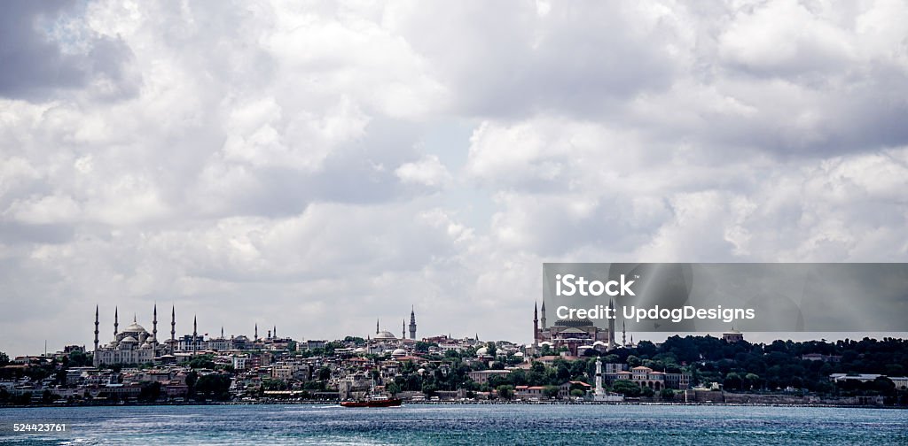 Distant Istanbul Skyline the city of Istanbul, Turkey from the Bosphorus Strait Architecture Stock Photo