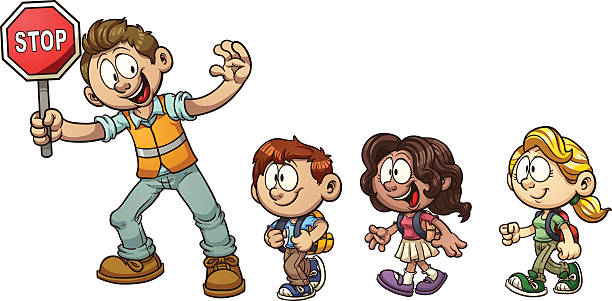 ilustrações, clipart, desenhos animados e ícones de guarda de pedestres - crossing guard