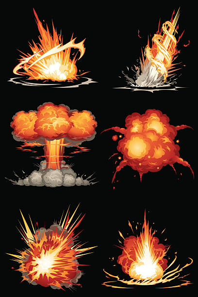 illustrazioni stock, clip art, cartoni animati e icone di tendenza di esplosioni 01 - esplodere illustrazioni