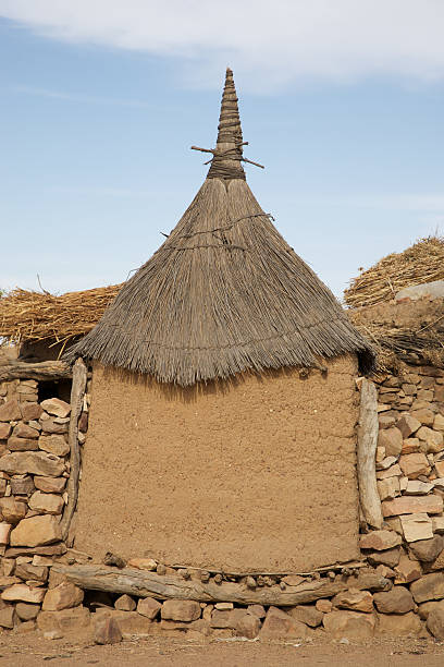 traditionelle schlamm brick dogon-bezirk, von mali - dogon tribe stock-fotos und bilder