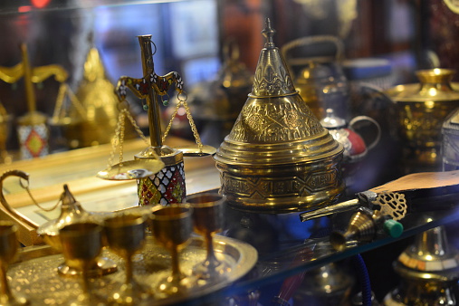 Golden arabic middle eastern antiquities.