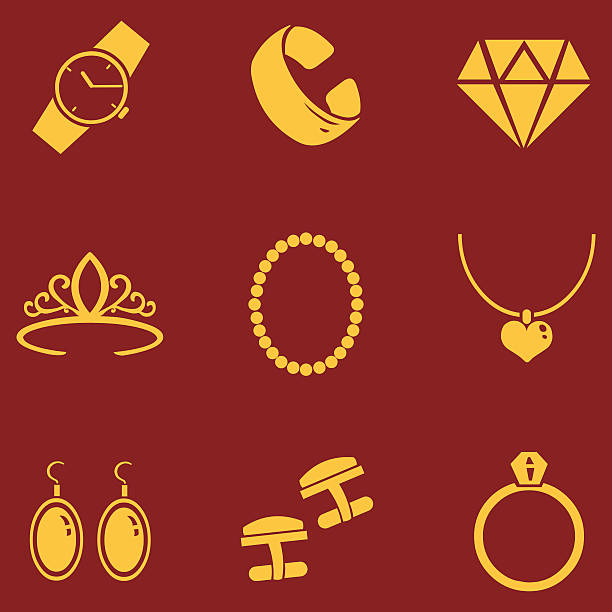 Vector Set of Jewellery Icons Vector Set of Jewellery Icons diamond ring clipart stock illustrations