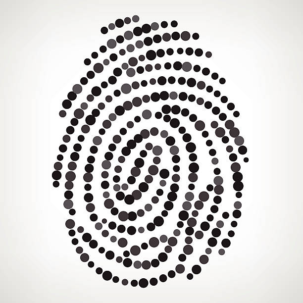 도티드 지문 - fingerprint thumbprint human finger track stock illustrations