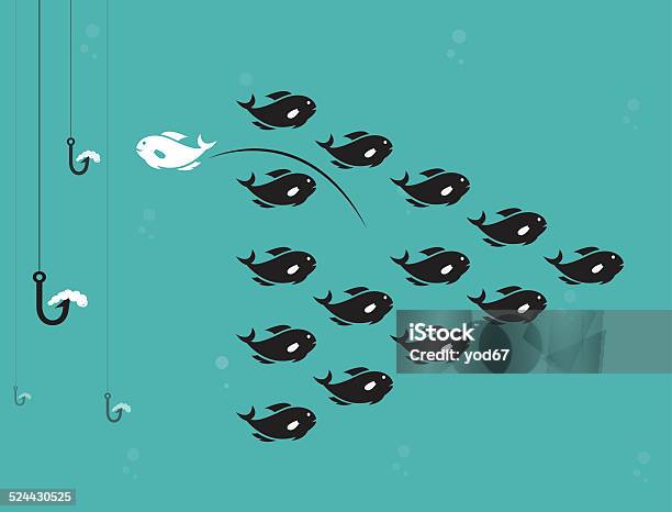 Vector Image Of Fish And Hook And Bait Survive Concept Stock Illustration - Download Image Now