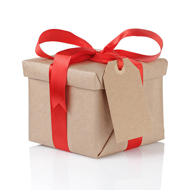 istock gift box wrapped with kraft paper and red bow 524448241