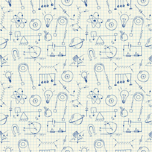 Physics doodles seamless pattern Vector Illustration.EPS10, Ai10, PDF, High-Res JPEG included. easy test stock illustrations