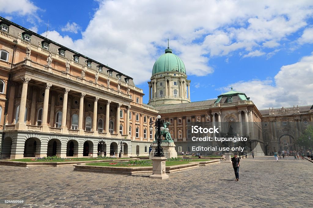 Buda Castle Budapest, Hungary - June 20, 2014: People visit Buda Castle in Budapest. It is the largest city in Hungary and 9th largest in the EU (3.3 million people). Architecture Stock Photo