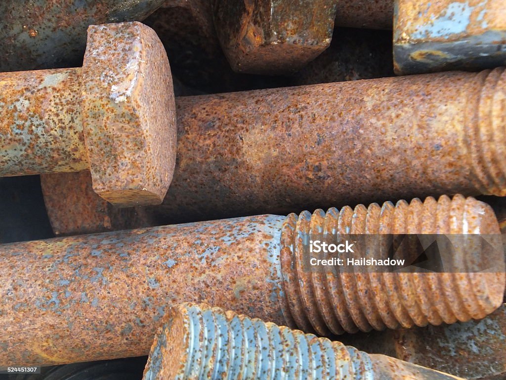 Rust covered bolts Close-up of large rusty bolts. Bolt - Fastener Stock Photo