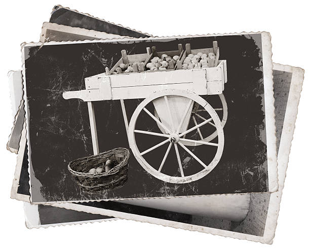 Vintage photos Cart with apples