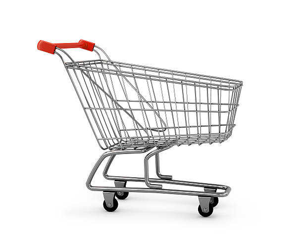 istock 3d metal shopping cart on the isolated white background 524453101