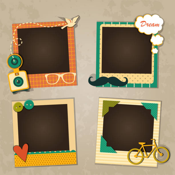 illustrations, cliparts, dessins animés et icônes de modèle cadre décoratif - scrapbook photography frame scrapbooking