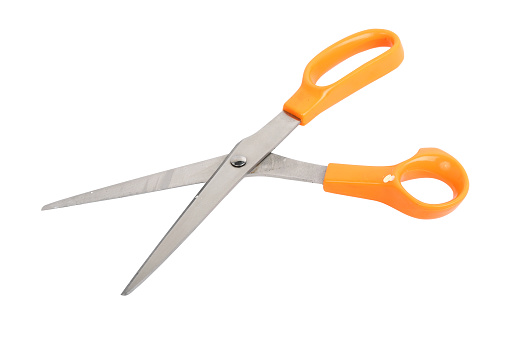 orange scissors isolated on a white background