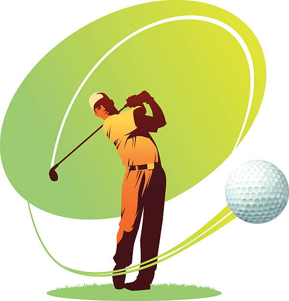 ilustrações, clipart, desenhos animados e ícones de teeing off jogador de golfe - golf copy space professional sport sport