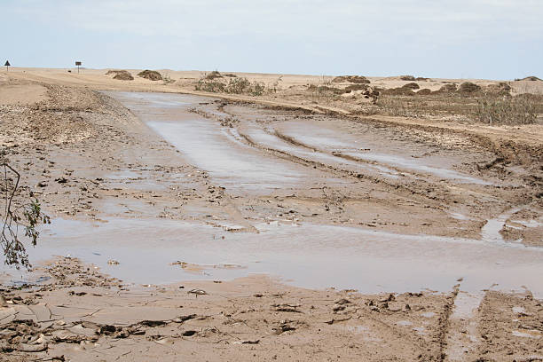 istock Muddy Salt Road after heavy rain, Skeleton Coast, Namibia, Africa 524475311
