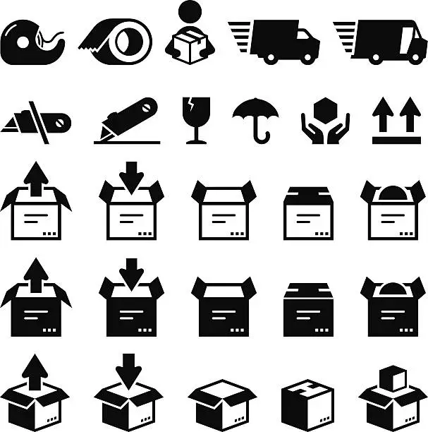 Vector illustration of Box Icons - Black Series