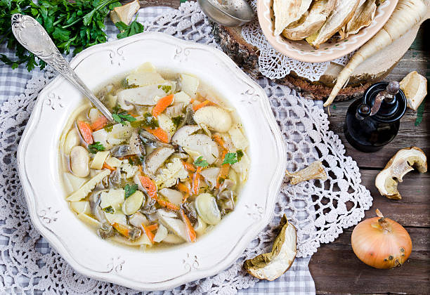 istock Soup with forest mushrooms and dried 524477293