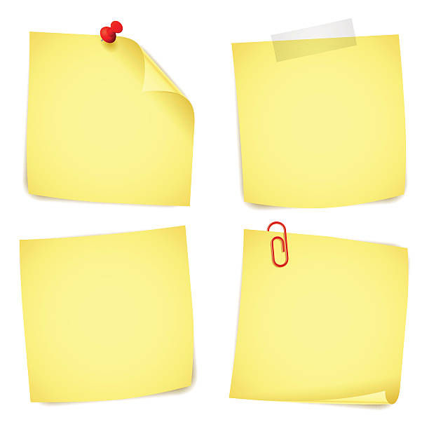 illustrazioni stock, clip art, cartoni animati e icone di tendenza di paper notes. - adhesive note note yellow note pad