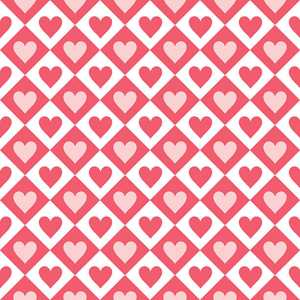 Seamless pattern of hearts and geometrical shapes vector art illustration